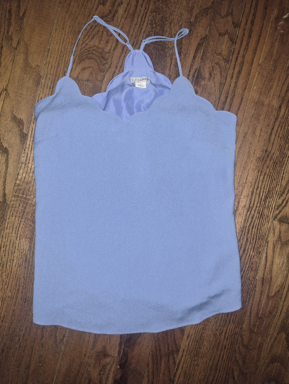 J.Crew Scalloped Cami Tank Top Size 0 Light Blue Adjustable Straps